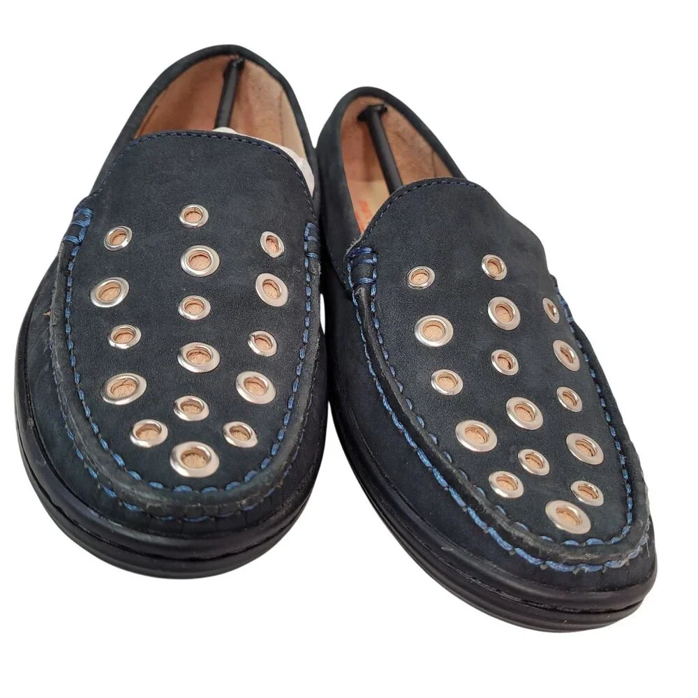 Marc Joseph NY Unisex-Child Navy Nobuck Mott St Grommet Detail Loafer Size 3
